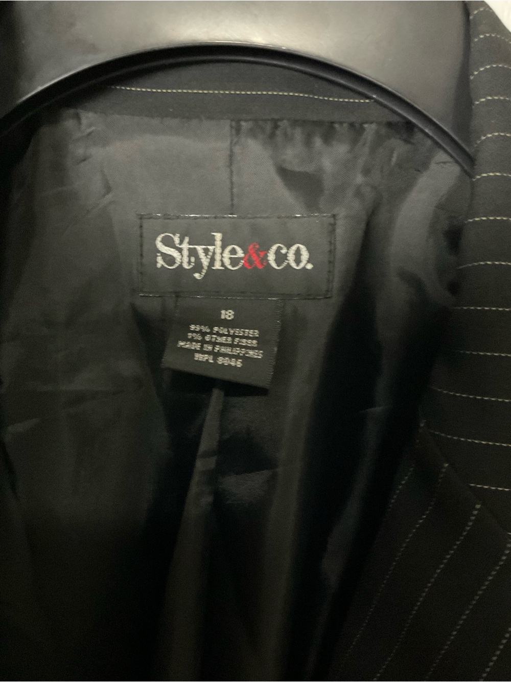 Style & Co Black Pinstripe Blazer Jacket Size 18 Career Office - Picture 8 of 10